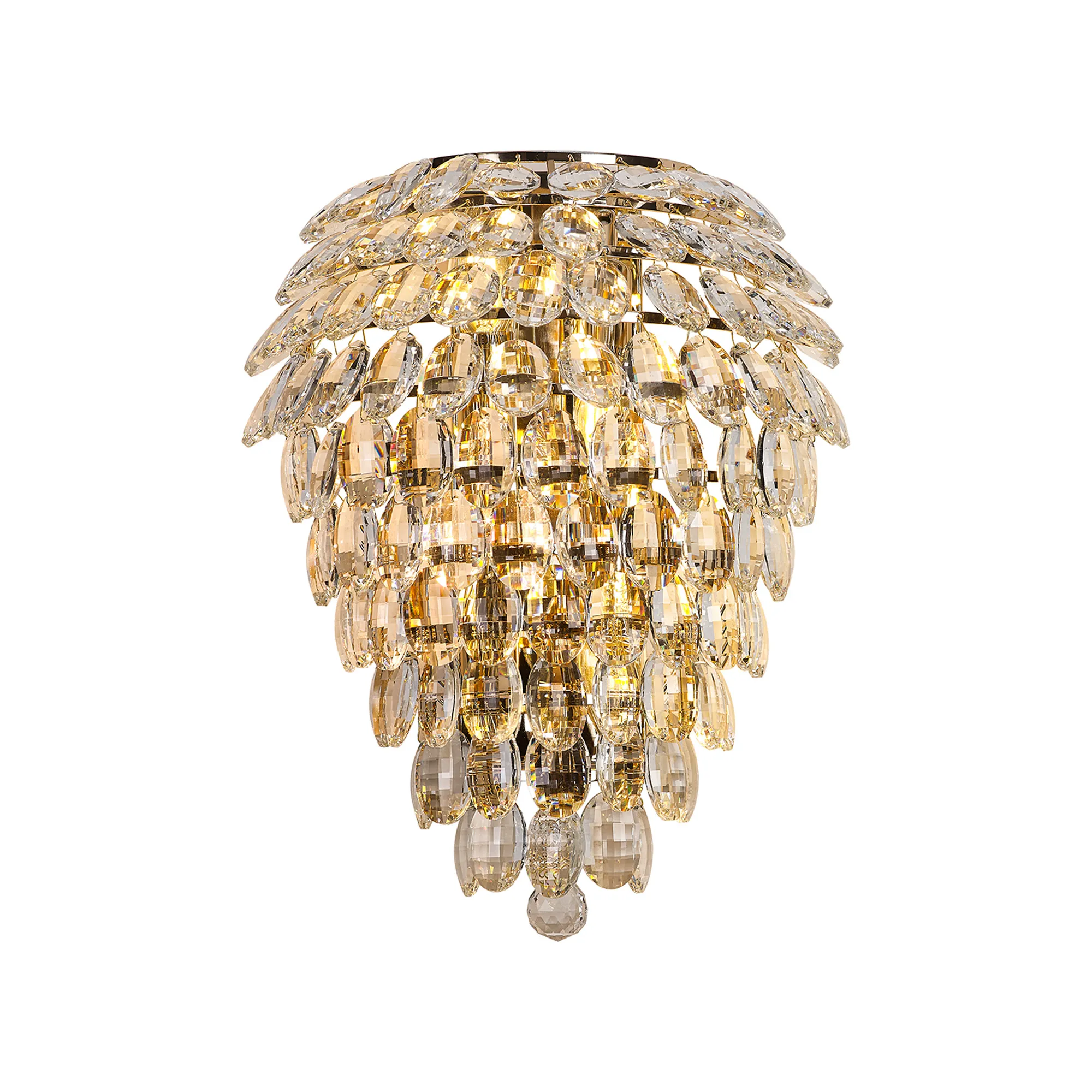 Coniston French Gold Crystal Wall Lights Diyas Flush Crystal Wall Lights